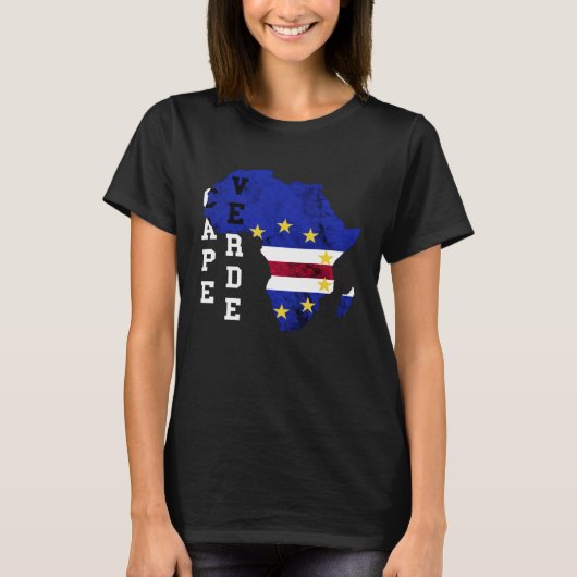 Cape Verde Map Cape Verdian Roots Archipelago Isla Tシャツ (正面)