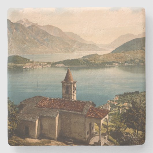 Capello Stアンジェロの湖Como、ロンバルディア、イタリア ストーンコースター (正面)