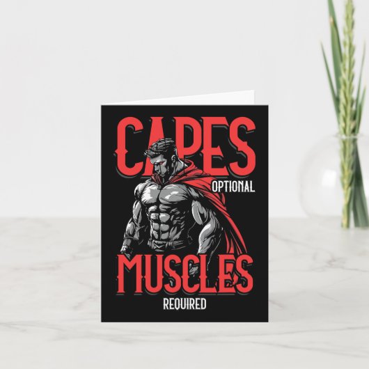 Capes Optional Muscles Required Funny Gym Meme 1  カード (正面)