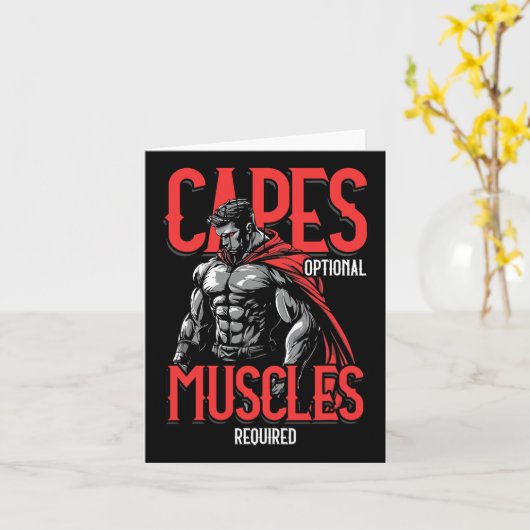 Capes Optional Muscles Required Funny Gym Meme 1  カード (黄色い花)