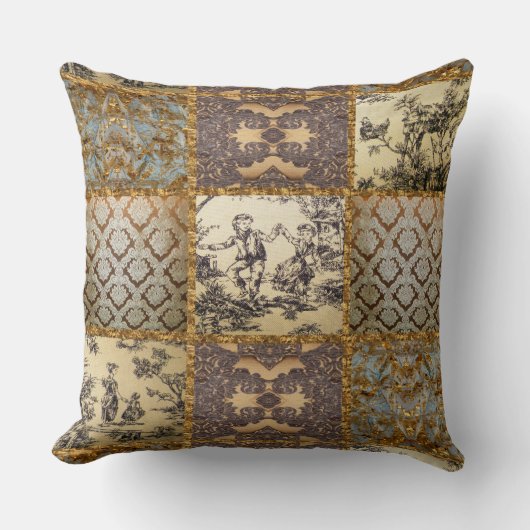 CapetianのエレガントなキルトのヴィンテージパターンToile クッション (正面)