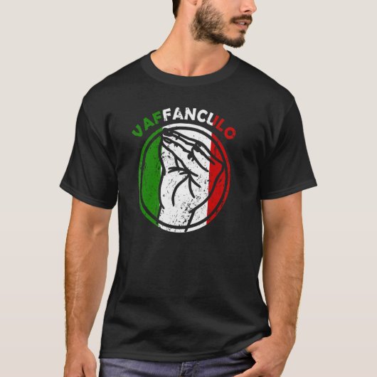 Capisci Vaffanculo国旗イタリアンの手のジェスチャー Tシャツ (正面)
