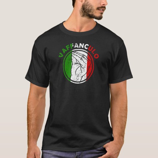 Capisci Vaffanculo国旗イタリアンの手のジェスチャー Tシャツ (正面)