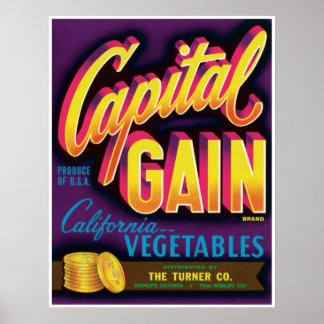 Capital Gain Guadalupe California Vegetables Gold ポスター