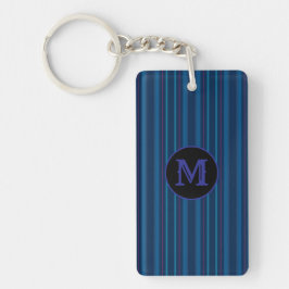 Capital Initial Navy Blue Stripes Keychain キーホルダー