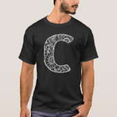 Capital Letter C Floral Chic Boho Abstract Doodle Tシャツ (正面)