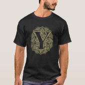 Capital Letter Y Floral Initial Monogram Font Alph Tシャツ (正面)