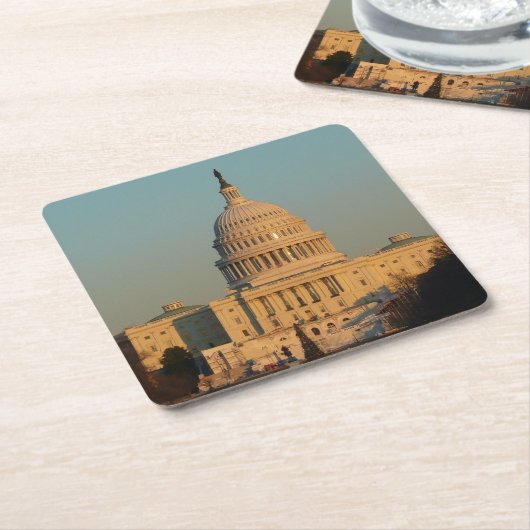Capitol atクリスマスワシントンDCホリデイ スクエアペーパーコースター (アングル)