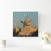 Capitol atクリスマスワシントンDCホリデイ スクエア壁時計 (ホーム)