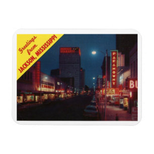 Capitol St. at Night, Jackson MSヴィンテージ マグネット