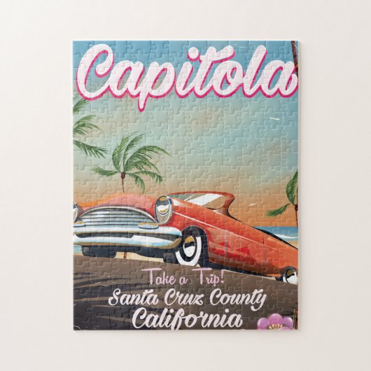 Capitola California Vintage旅行ポスター ジグソーパズル (縦)