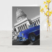 Capitolioの古く青い車 カード (黄色い花)
