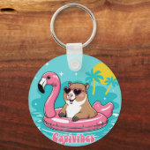 Capivara Estilosa no Verão com Boia Rosa キーホルダー (裏面)
