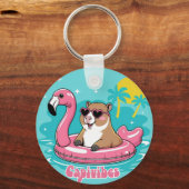 Capivara Estilosa no Verão com Boia Rosa キーホルダー (正面)