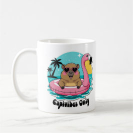 Capivara Estilosa no Verão com Boia Rosa コーヒーマグカップ