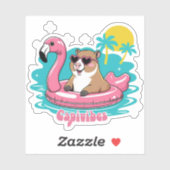 Capivara Estilosa no Verão com Boia Rosa シール (シート)