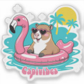 Capivara Estilosa no Verão com Boia Rosa シール (正面)