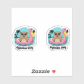 Capivara Estilosa no Verão com Boia Rosa シール (シート)