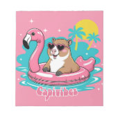 Capivara Estilosa no Verão com Boia Rosa ノートパッド (正面)