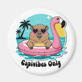 Capivara Estilosa no Verão com Boia Rosa マグネット