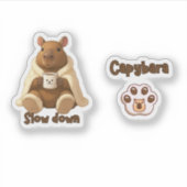 Capivara Relax tomando chá de pantufas シール (正面)