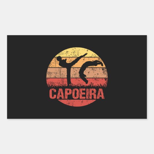 Capoeira Martial Art Sunset Silhouette 長方形シール (正面)