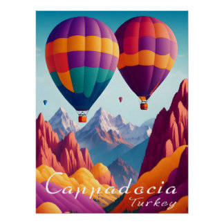Cappadocia Turkey Hot Air Balloon Travel Poster ポスター