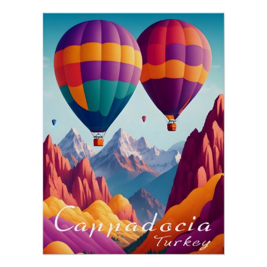 Cappadocia Turkey Hot Air Balloon Travel Poster ポスター (正面)