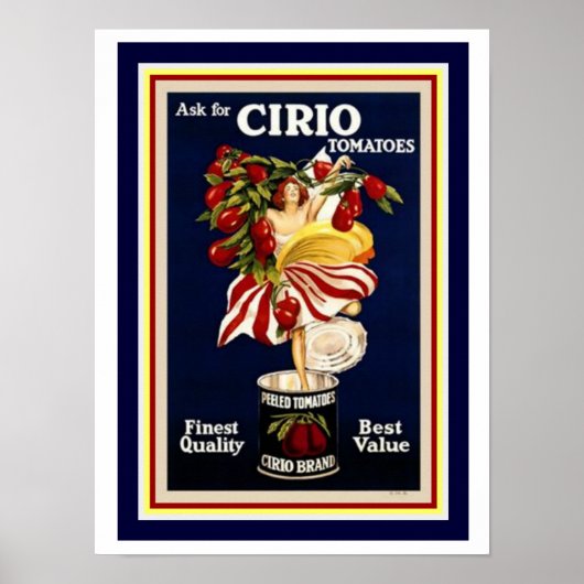 Cappiello Ad Poster-Cirio Tomatoes 12 x 16 ポスター (正面)
