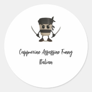 Cappuccino Assassino Funny Italian ラウンドシール