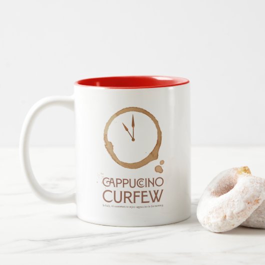 Cappuccino Curfew - 11AM Coffee Culture Mug ツートーンマグカップ (ドーナツ)