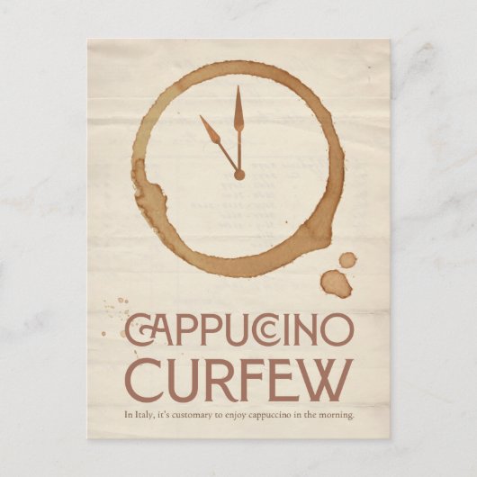 Cappuccino Curfew – 11AM Coffee Postcard ポストカード (正面)