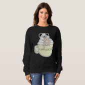 CappugCino Cute Pug with a Cookie in a Cappuccino  スウェットシャツ (正面フル)