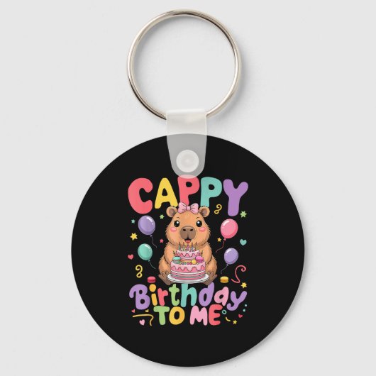Cappy Birthday To Me Cute Capy Capybara Birthday G キーホルダー (正面)