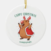 Cappy Christmas Funny Capybara Custom Photo & Name セラミックオーナメント (正面)