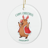 Cappy Christmas Funny Capybara Custom Photo & Name セラミックオーナメント (左)