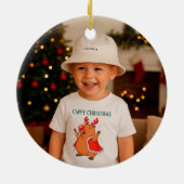 Cappy Christmas Funny Capybara Custom Photo & Name セラミックオーナメント (裏面)