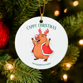 Cappy Christmas Funny Capybara Holiday Decor セラミックオーナメント