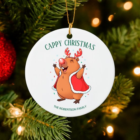 Cappy Christmas Funny Capybara Holiday Decor セラミックオーナメント