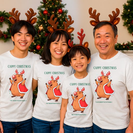Cappy Christmas Funny Capybara reindeer headband トライブレンドTシャツ