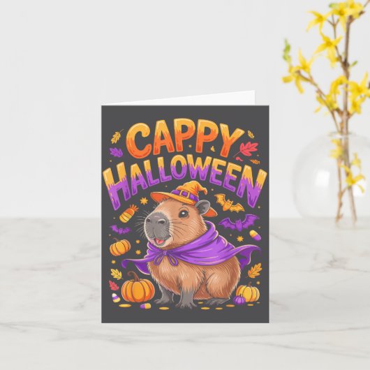 Cappy Halloween Capybara Witch  カード (黄色い花)