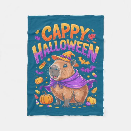 Cappy Halloween Capybara Witch  フリースブランケット (正面)