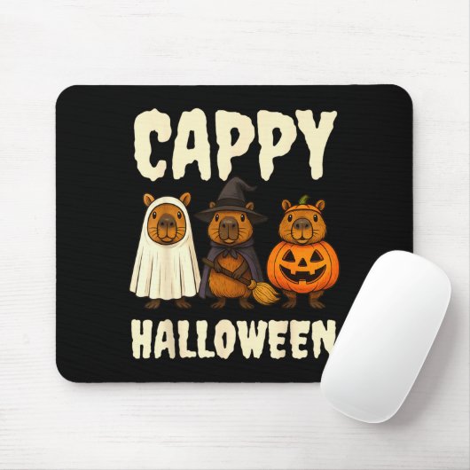 Cappy Halloween Funny Capybara Ghost Witch Pumpkin マウスパッド (マウス)