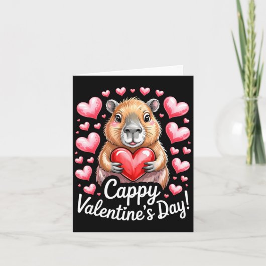 Cappy Valentine’s Day Cute Capybara Heart Design P カード (正面)