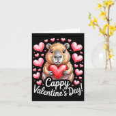 Cappy Valentine’s Day Cute Capybara Heart Design P カード (黄色い花)