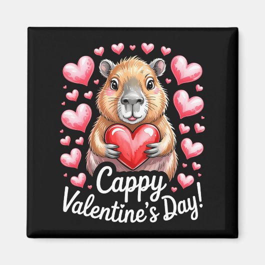 Cappy Valentine’s Day Cute Capybara Heart Design P マグネット (正面)