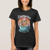 Cappycino Capybara in Coffee Cup Tシャツ (正面)