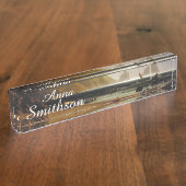 Capriのビーチは海のイタリアのボートの名札を振ります デスクネームプレート (側面)