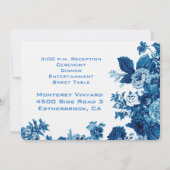 Capriの青及び白いヴィンテージの植物の花のボーダー 招待状 (裏面)