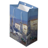 Capriイタリアの島の海の花の青い海のギフトバッグ ミディアムペーパーバッグ (正面アングル)